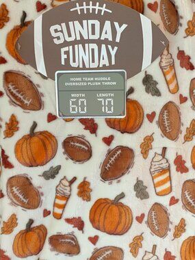 Football Fall Pumpkin NWT Throw 60x70 Oversized Plush